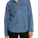 Lucky Brand NWT Womens  Indigo Chambray Button Down Shirt Photo 0