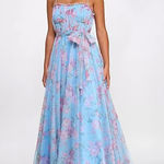 City Studios City Studios Juniors’ Blue Floral-Print Bustier Prom Gown size 5/6 NWT Photo 0