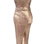B. Smart Formal Maxi Dress Sequined Rose Gold Sz 3/4 Glam Wedding Sexy Cocktail HoCo Prom Photo 0