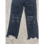 Free People  Distressed Maggie Mid Rise Straight Leg Jeans Black Ankle Size 26 Photo 12