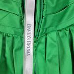 David's Bridal  Green Cotton Satin Mini Strapless Ruched Bridesmaid Dress Size 4 Photo 2
