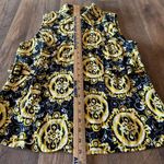 Carole Little  Top Button Up 100% Linen Sleeveless Black & Yellow Artsy Sz Medium Photo 4