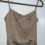 WD•NY WD.NY Honey Brown Beaded Lacy Camisole Tank Top w/ Built in Bralette Size Large Photo 0