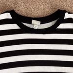 A New Day Black and White Striped Pullover Crew Neck Sweatshirt Photo 2