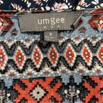 Umgee  Babydoll Short Dress Flowy Navy Blue Floral Boho Tunic Photo 11