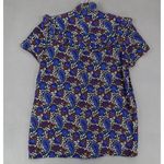 Sandro  Paris Womens Silk Floral Top Sz 1/S Short Ruffle Sleeves Tie Neck Boho‎ Photo 5