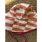 Aerie Orange/White Checkerboard Stripe Bucket Sun Hat Beach Pool Summer One Size Photo 3