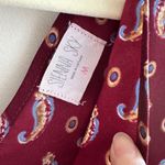 Sienna Sky  Maroon/Blue/Tan Paisley Print Short Sleeve Blouse, Size Medium Photo 9