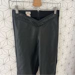 Cache Black Leather Front V-Waist Pant Photo 1