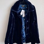 Dennis Basso Dennis By  Women’s Faux Fur Coat Dark Blue Mid Length Size M Photo 0