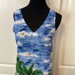 VTG HAWAIIAN PALM TREE BEACH SCENE TANK DRESS Blue Photo 2