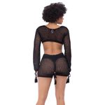 Fashion House Fishnet Crochet Romper Black Size L Photo 6