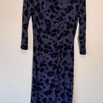 Pendleton  Blue Black Floral Mini Ruched Bodycon Dress Women S Casual Long Sleeve Photo 0