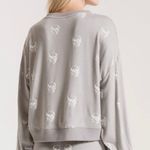 Z Supply Gray & White Skull Crew Neck Pullover Relaxed Fit Photo 1