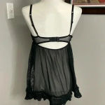 Victoria's Secret  Sexy Little Things Lingerie Sz 36B Black Floral Lace Ruffle Photo 3