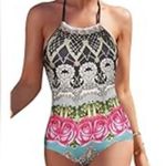 Ekouaer  high halter neck backless swim suit Photo 1
