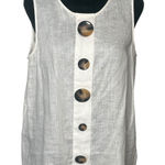 Vince Camuto Linen Sleeveless Top Women Size M White Minimalist Coastal Artsy Photo 0