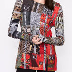 Simply Art by Dolcezza Long Sleeve Top M Artsy Stretchy Art to Wear Animal Print Red Size M Photo 0