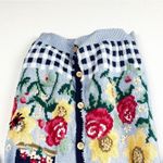 Jantzen Hand Embroidered Blue Home Scape Graphic Button Short Sleeve Cardigan SP Photo 8