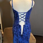 Women’s Blue Sparkly Mermaid Fit Prom Party Dress CrissCross Straps Size 4 *READ Photo 6