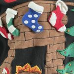 Vintage Bechamel Embroidered 3D Ugly Christmas Sweater Shirt Cat by Fire Size S Black Photo 6