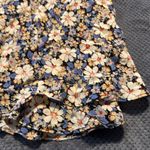 ZARA  Floral Print Satin‎ Midi Skirt Blue Cream High Waist Size Small Photo 5