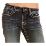 Miss Me  Boyfriend Capri Jeans BLING Rhinestones Womens 27 Crystals Dark Wash Photo 5