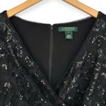 Lauren Ralph Lauren | Sz 8 | Black Sequin Long Sleeve V Photo 4