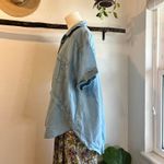 Free People  Blue Linen Cotton Collared Oversized Weekend Shirt Size Small Photo 5