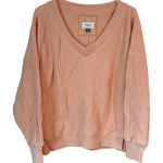 American Eagle AE  AE Big Hug V-Neck Waffle Sweater/Sweatshirt Pink Oversized XS Photo 0