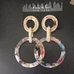 Nicole Miller  Double Hoops with Pave Bar Earrings Photo 0