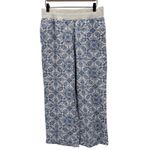 Soft Surroundings Aliso Point Linen Blue Tile Print Wide Leg Pant Medium Petite Photo 1