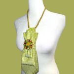 “Dainty Dapper Green Patterned Necktie Necklace Photo 3