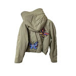 Jeremy Scott butterfly patch hooded crop jacket Size 8 Green Photo 4
