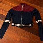LF  Seek Label | Blue Burgundy Crop Sweater Striped XS Photo 0