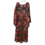 The Pyramid Collection Long Sleeve Maxi Flowy Dress Boho Cottage Large EUC Lined Red Photo 2