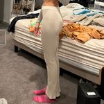 ZARA ribbed cream flare leg pants Photo 1