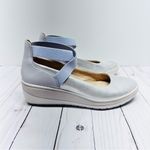 Vionic  Ellery Nubuck Supportive Metallic Leather Wedges in Blue Haze Size 7 Photo 7