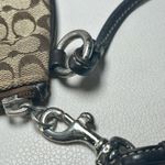 Coach Signature Canvas Wristlet Clutch Brown Tan Monogram Logo Small Pouch 6x4 Photo 3