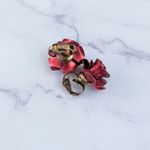 Vintage Clip On Earrings Red Rose Photo 7