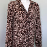 Soma  Pajama Top Sleep Shirt Leopard Button Down L Photo 0