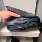 Travelon Navy Blue Leather Messenger Bag with Front Zip Pocket Photo 4