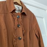 Anthropologie Tabitha Theodora Burnt Orange Rust Jacket Ruffle Military Size 4 Photo 4