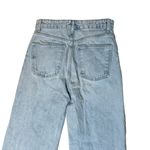 ZARA Wide Leg High Rise Ripped Distressed Denim Jeans Light Wash Size 4 Thrashed Photo 4