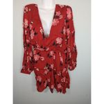 Valencia & Vine Red Floral Mini Blouson Tiered Dress Medium NWT Summer Chic Boho Photo 1