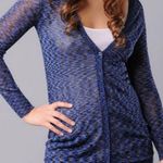 Free People Blue Space Dye Sheer Long Line V-Neck Cardigan Size Large Photo 0