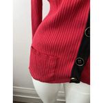 Babette Ballinger Sweater Size M Gothic Red Black Trim Button Front Ribbed Knit Size M Photo 7