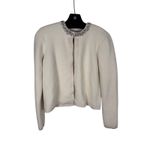 AQUA ‎ Ivory Embellished Collar Cropped Jacket - Elegant Evening Coat Photo 10