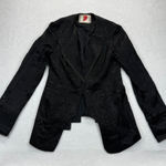 Free People  Blazer Jacket Textured Open Front Fitted Black‎ Size 10 Photo 0