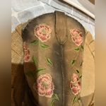 Liberty Black Nina Rose Distressed Brown Leather Floral Embroidered Boots Sz 6.5 Photo 2